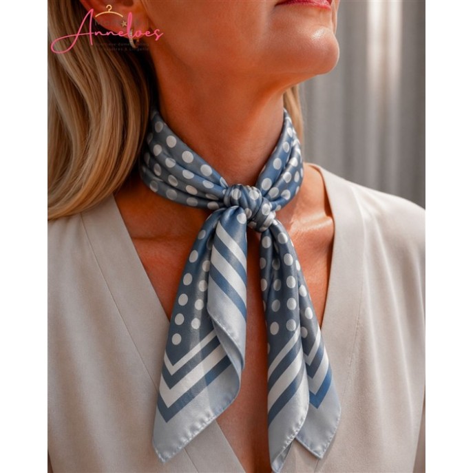 Dames sjaal korte hals sjaaltjes 532 polka dots blauw 